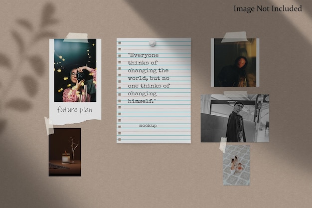 Mockup di moodboard realistico