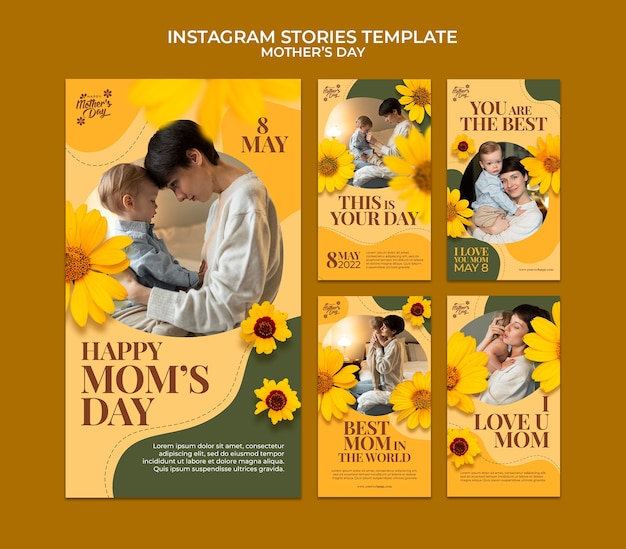 PSD realistic mother's day instagram stories design template