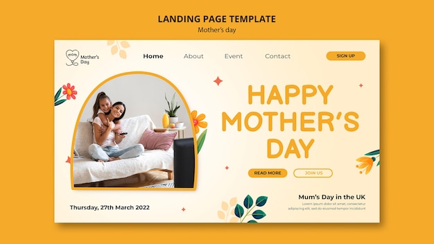 PSD realistic mother's day landing page template