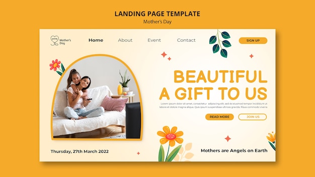 Realistic mother's day landing page template