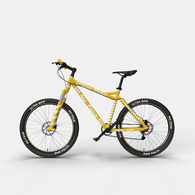 PSD realistic mountain bike bmx bicycle 3d mockup side view