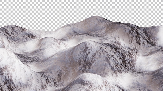 Scena di montagna realistica nel rendering 3d per il concetto di paesaggio