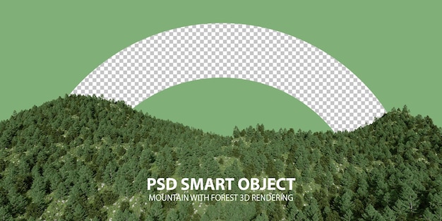 PSD realistic mountain with forest 3d rendering of isolated objects