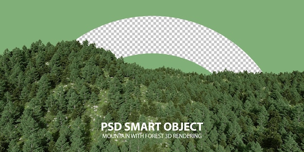 PSD realistic mountain with forest 3d rendering of isolated objects