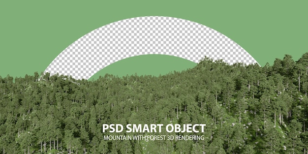 PSD realistic mountain with forest 3d rendering of isolated objects