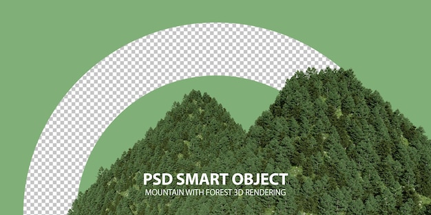 Realistic mountain with forest 3d rendering of isolated objects