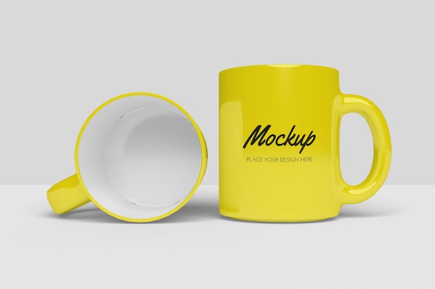 Realistic mug mockup design isolated