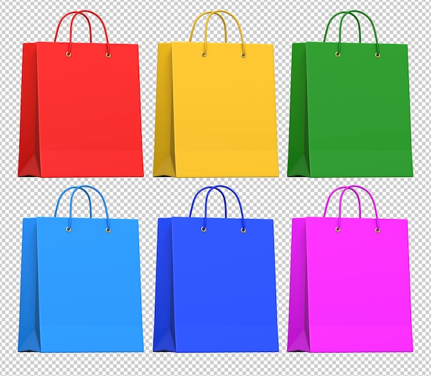 PSD realistic multicolored paper shopping bags