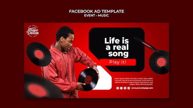 PSD realistic music event facebook template