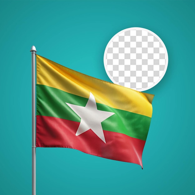 PSD realistic myanmar flag background