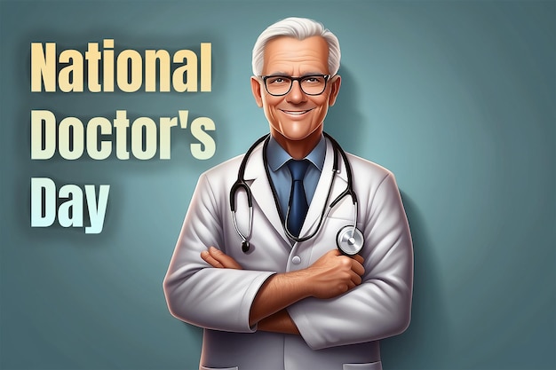 PSD realistic national doctors day illustration stethoscope heart and cross