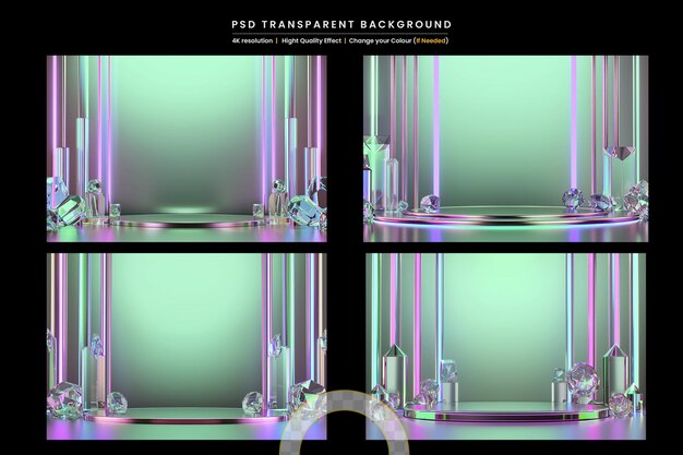 PSD 透明な背景に現実的なネオンライト