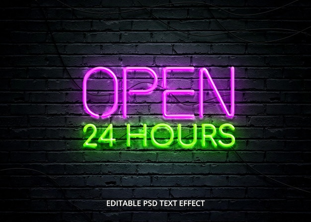 PSD effetto testo al neon realistico