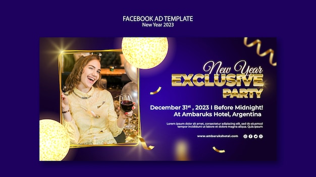 PSD realistic new year 2023 facebook template