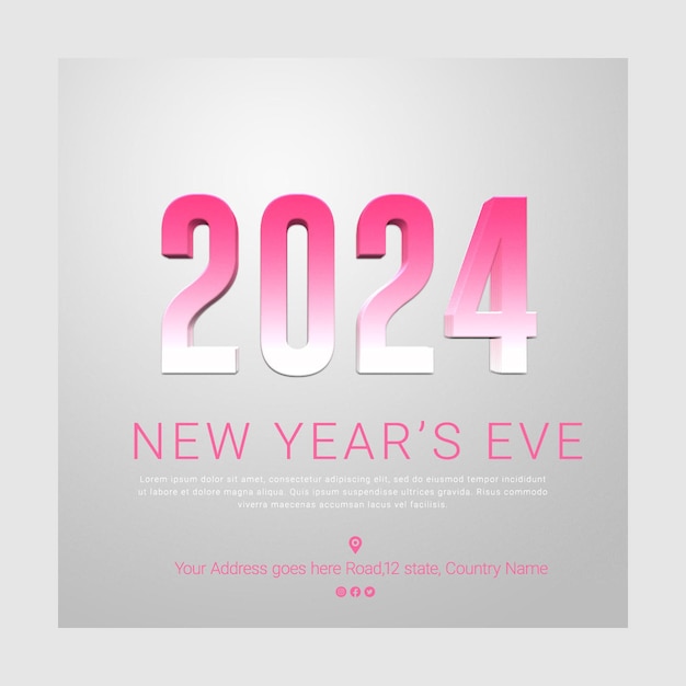 PSD realistic new year social media post template