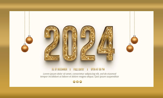 PSD realistic new year social media post template