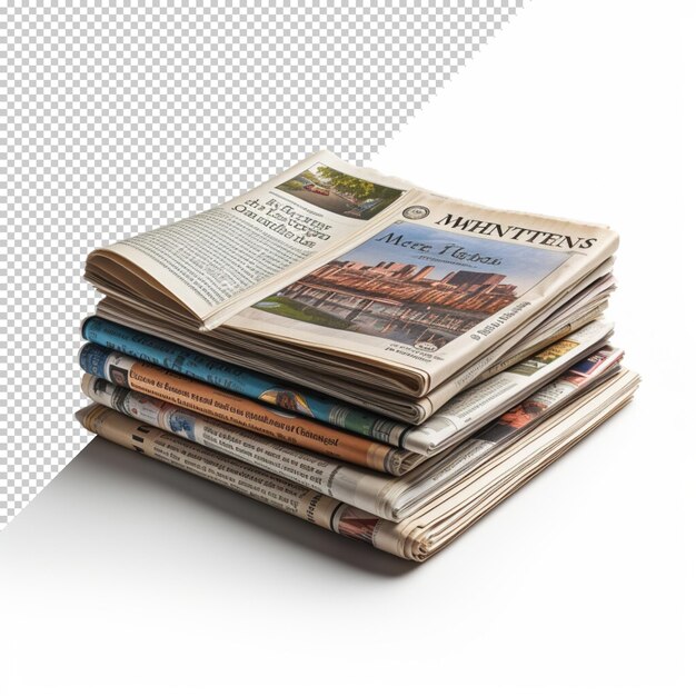 PSD realistic newspaper isolated with transparent background for indian newspaper day