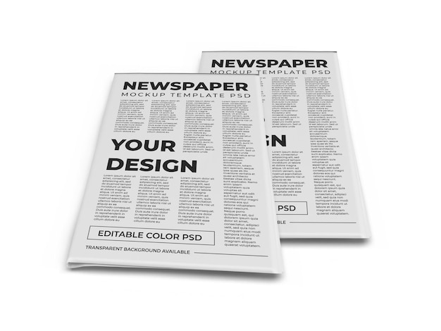 PSD realistic newspaper mockup template isolated