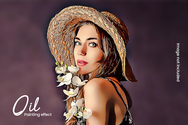 Realistic oil painting photo effect template