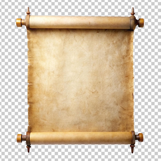 Realistic open parchment scroll on transparent bg