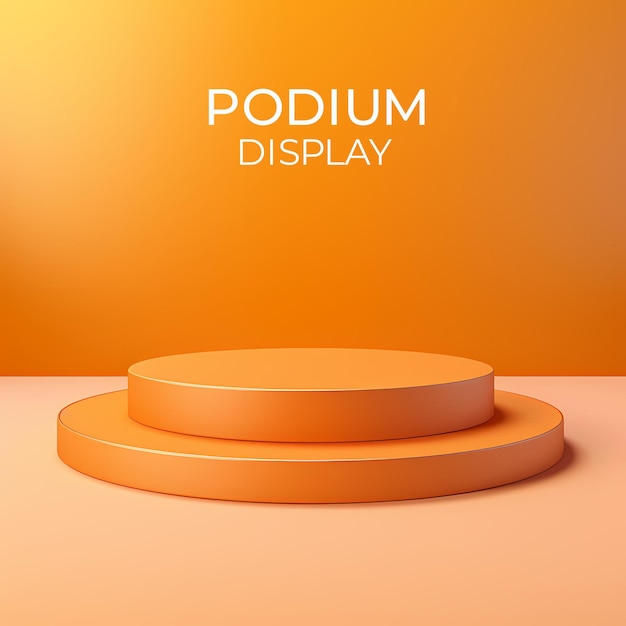 PSD realistico sfondo di visualizzazione dei prodotti dello stand orange podium per la presentazione dei prodotti
