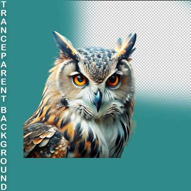 PSD realistic owl in full body style on transparent background