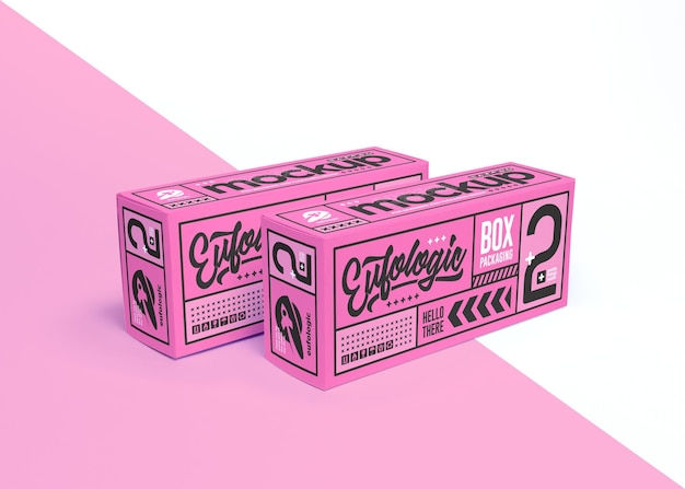 Realistic packaging pink box mockup design isolated