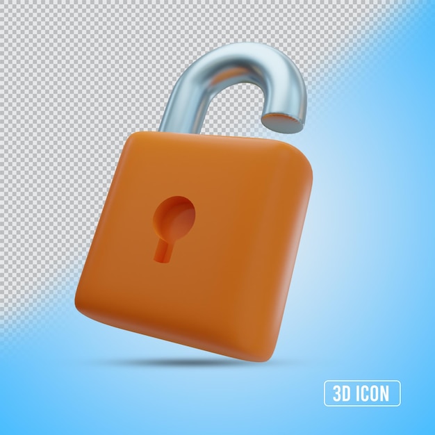 realistic padlock 3d rendering isolated icon transparent object front view