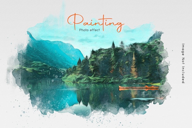 Realistic painting photo effect template