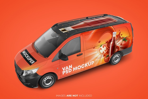 PSD realistic panel van psd mockup front perspective view