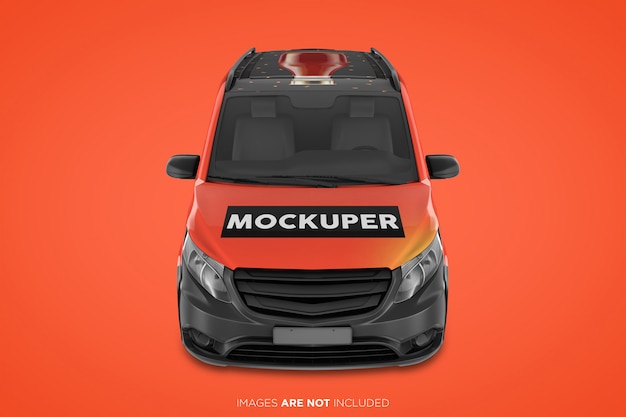 realistic panel van psd mockup front view 