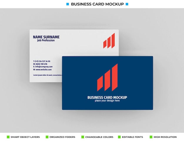 PSD realistic paper business card mockup design