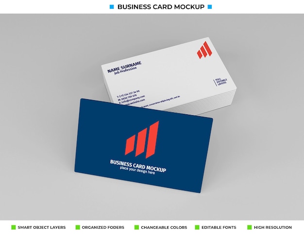 Realistic paper business card mockup design