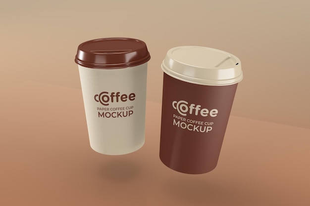 PSD realistic paper coffee cup mockup for branding and identity