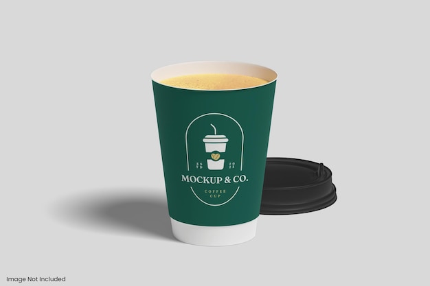 Realistic paper coffee cup mockup design isolated