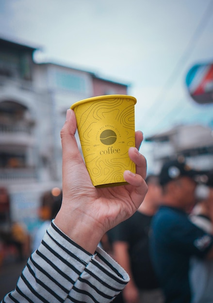 Realistic Paper Coffee Cup Mockup Design