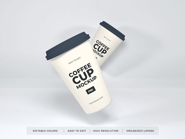 Realistic paper coffee cup mockup