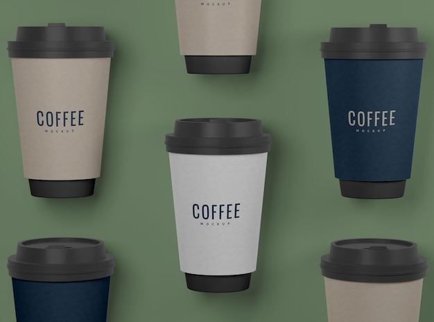 Realistic paper coffee cup mockup