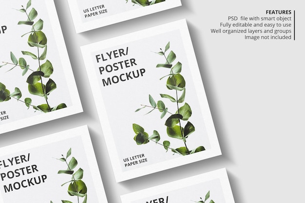 PSD realistic paper or flyer brochure mockup design