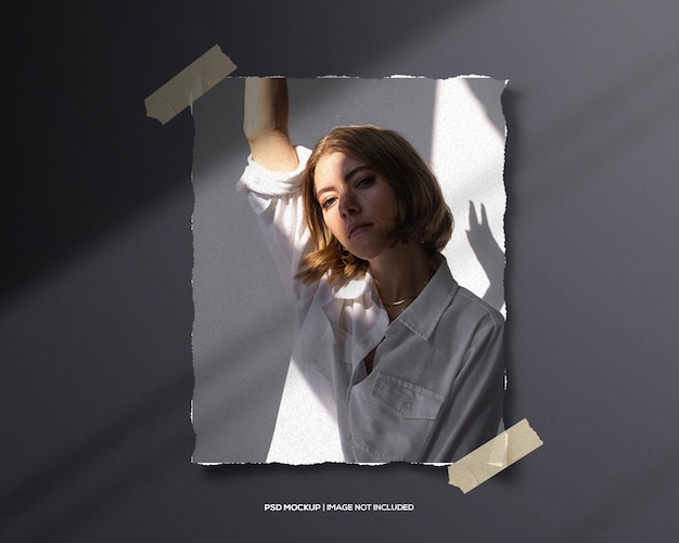 realistic paper frame photo mockup