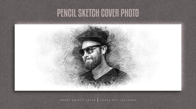 PSD realistic pencil sketch cover photo