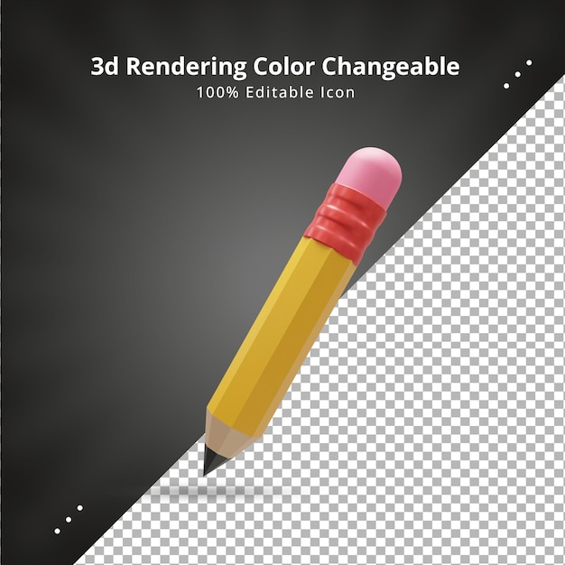 현실적인 연필 Ui 아이콘 3d 연필 렌더링 아이콘