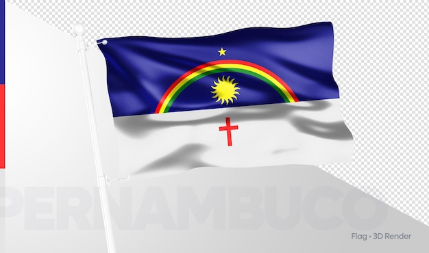 Realistic Pernambuco flag Brazilian State 3D Rendering