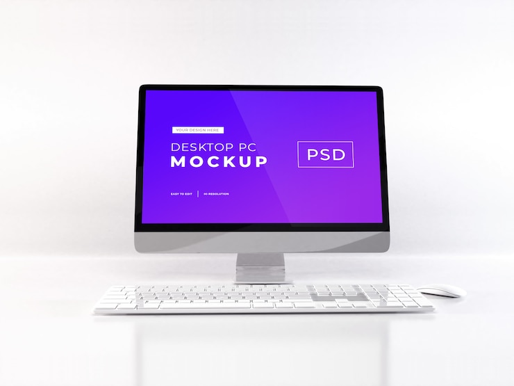PSD realistic personal computer mockup