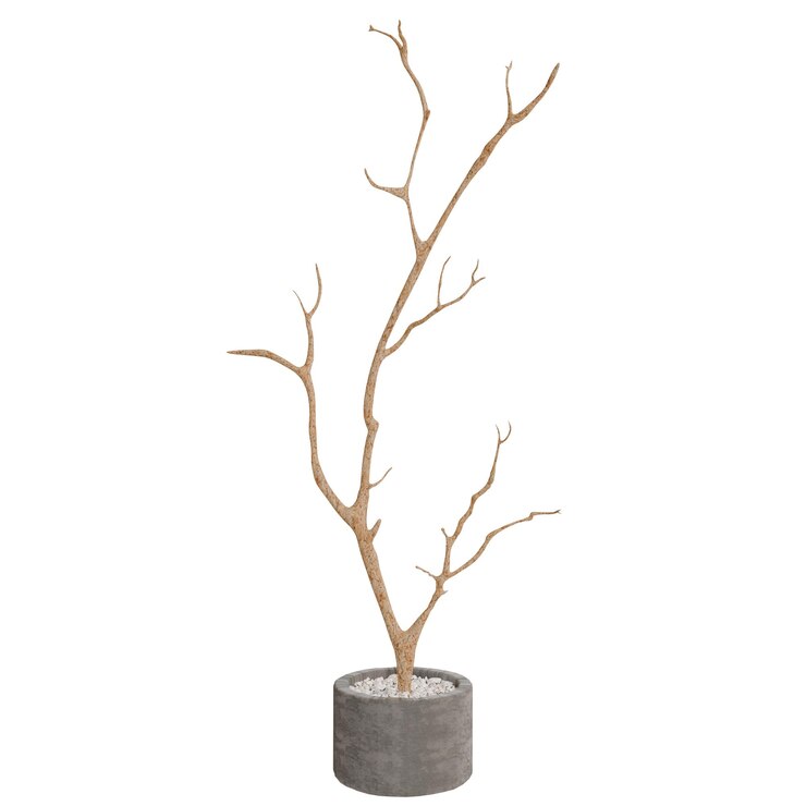 PSD realistic photo of a dried branch in a concrete pot