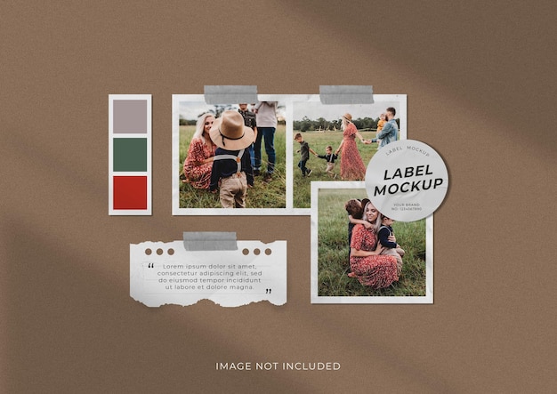 Mockup di moodboard con cornice per foto realistica