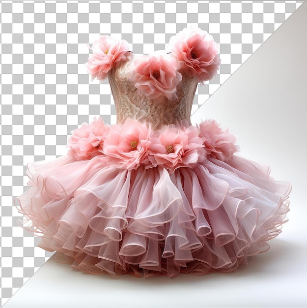 PSD ballerina fotografica realistica _ s tutu vestito a fiori rosa