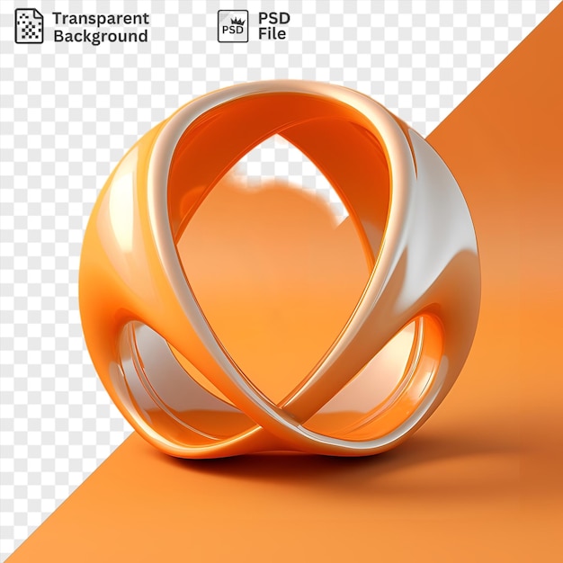 PSD realistic photographic topologists ma bius strip on a shiny orange table casting a dark shadow