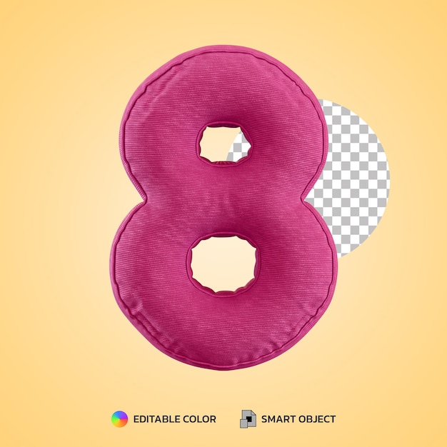 PSD realistic pillow number eight 8 shape