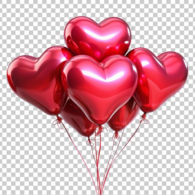 PSD realistic pink 3d heart balloons isolated on transparent background air balloons